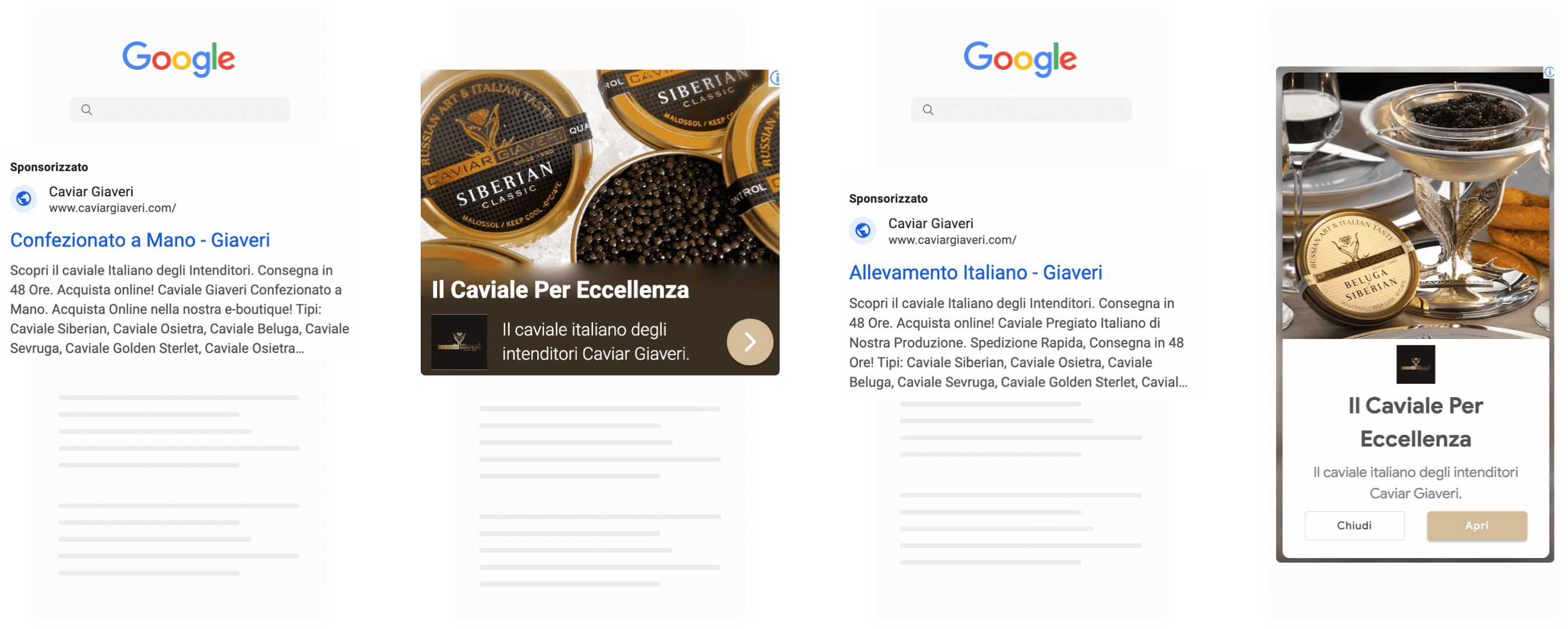 Campagne Google Ads Search - Caviar Giaveri